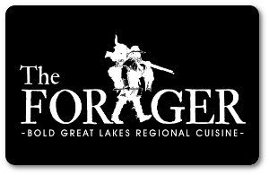 The forager logo over black background